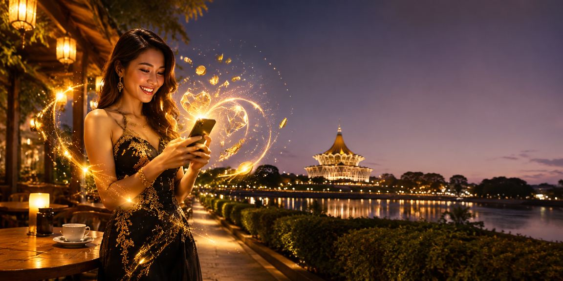 Pemain menikmati kasino dalam talian dari telefon bimbit di Kuching, Malaysia